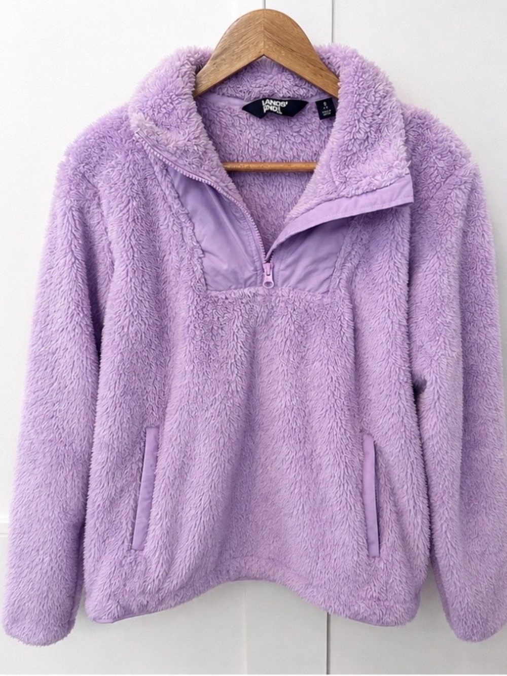 Lands End Lavender Sherpa Pullover Jacket size small